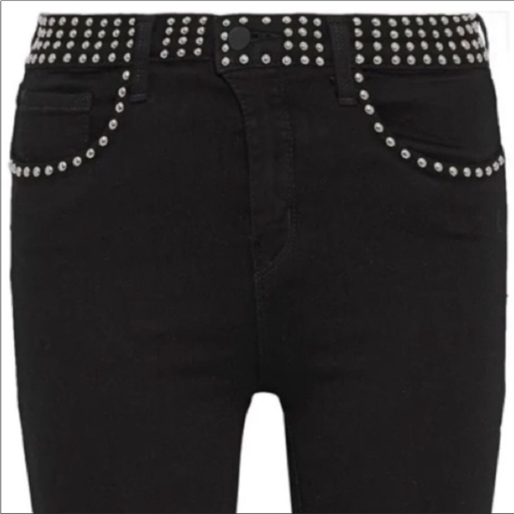 L’Agence Black Margot Studded Trim High Rise Stretch Fit Skinny Ankle Jeans Sz26 - Picture 13 of 16